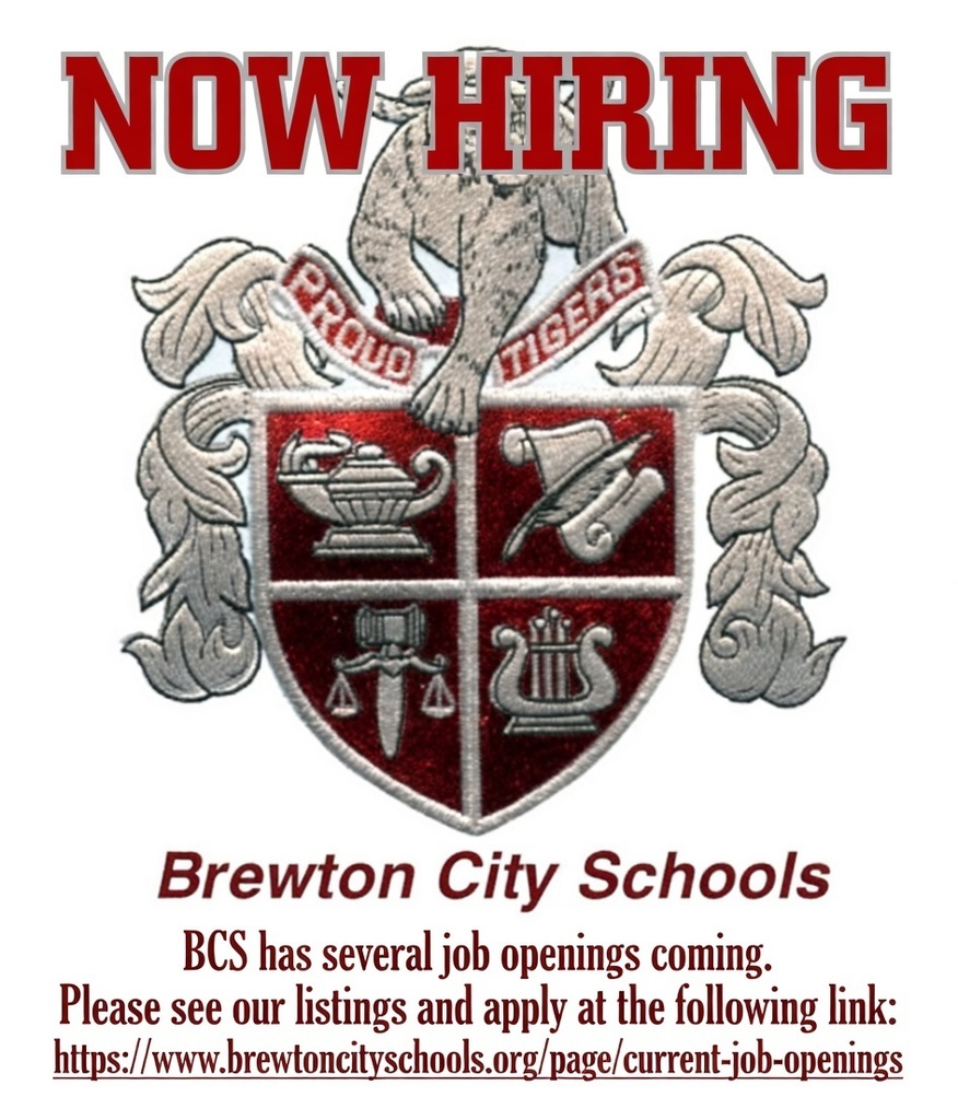 Brewton City Schools will have several job openings coming available soon. Please check our website for the listings and to apply.