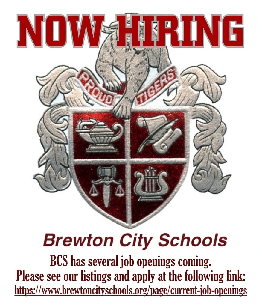 Brewton City Schools has several job openings available. Please check our website for the listings and to apply.