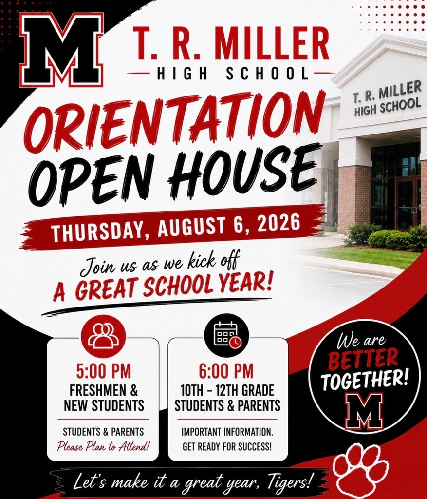 TRM will have open house orientation on Thursday, August 6. Freshmen and new students will meet at 5 p.m. with 10-12th grades meeting at 6 p.m.