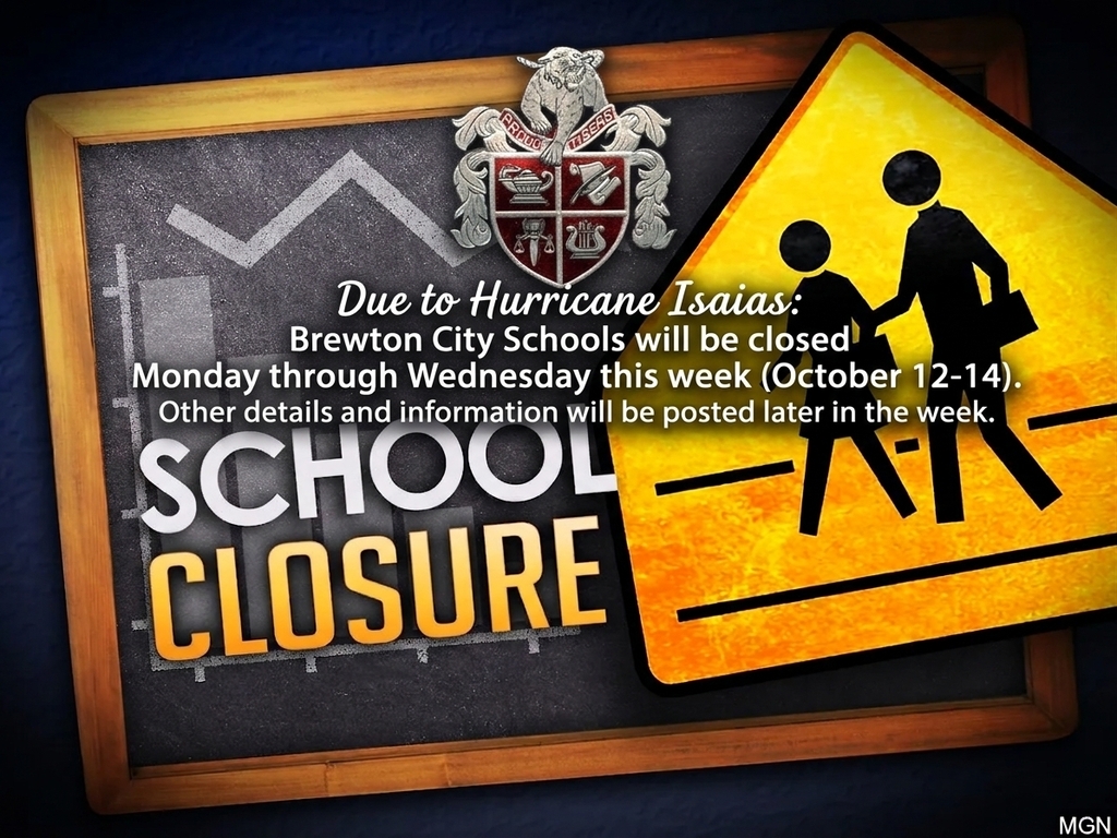 Brewton City Schools will be closed Monday through Wednesday this week (October 12-14). Other details and information will be posted later in the week.