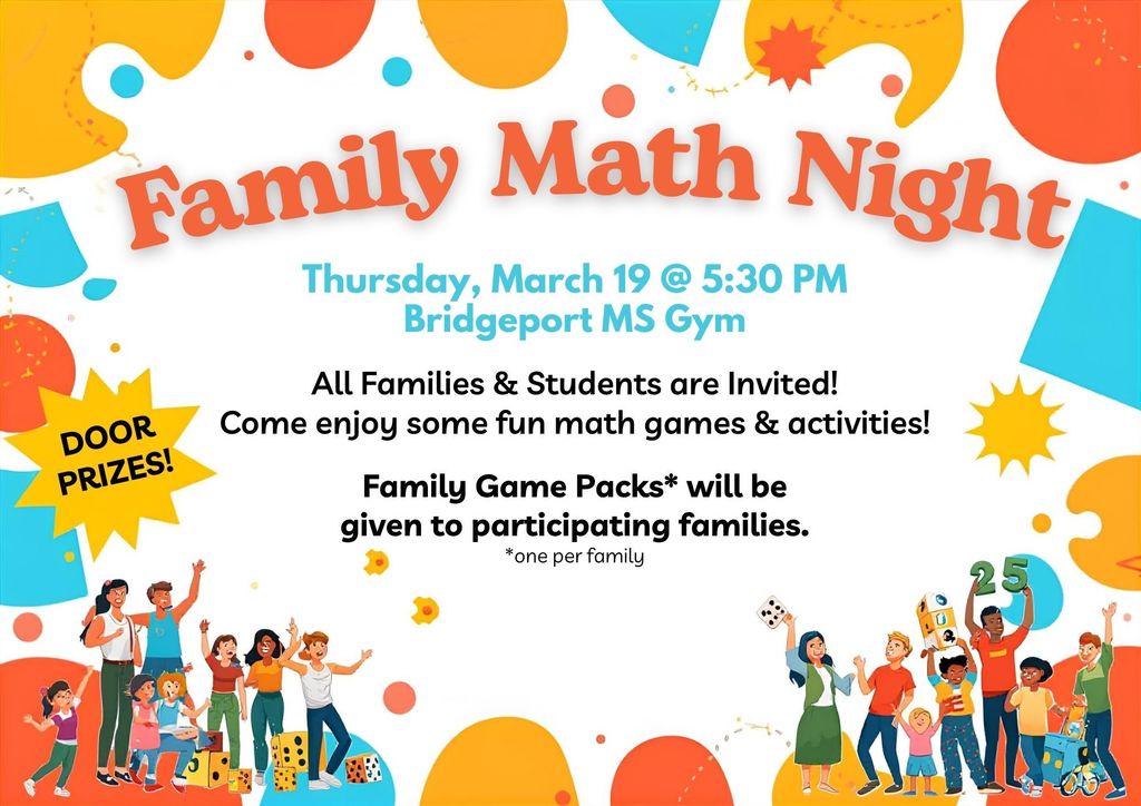 Family Math Nigh Thursday March 19 @ 5:30PM 