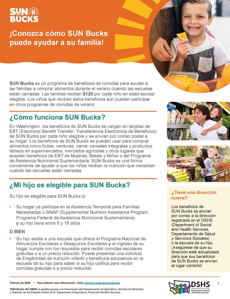 ¡Conozca Cómo SUN Bucks pueded ayudar a su familia!