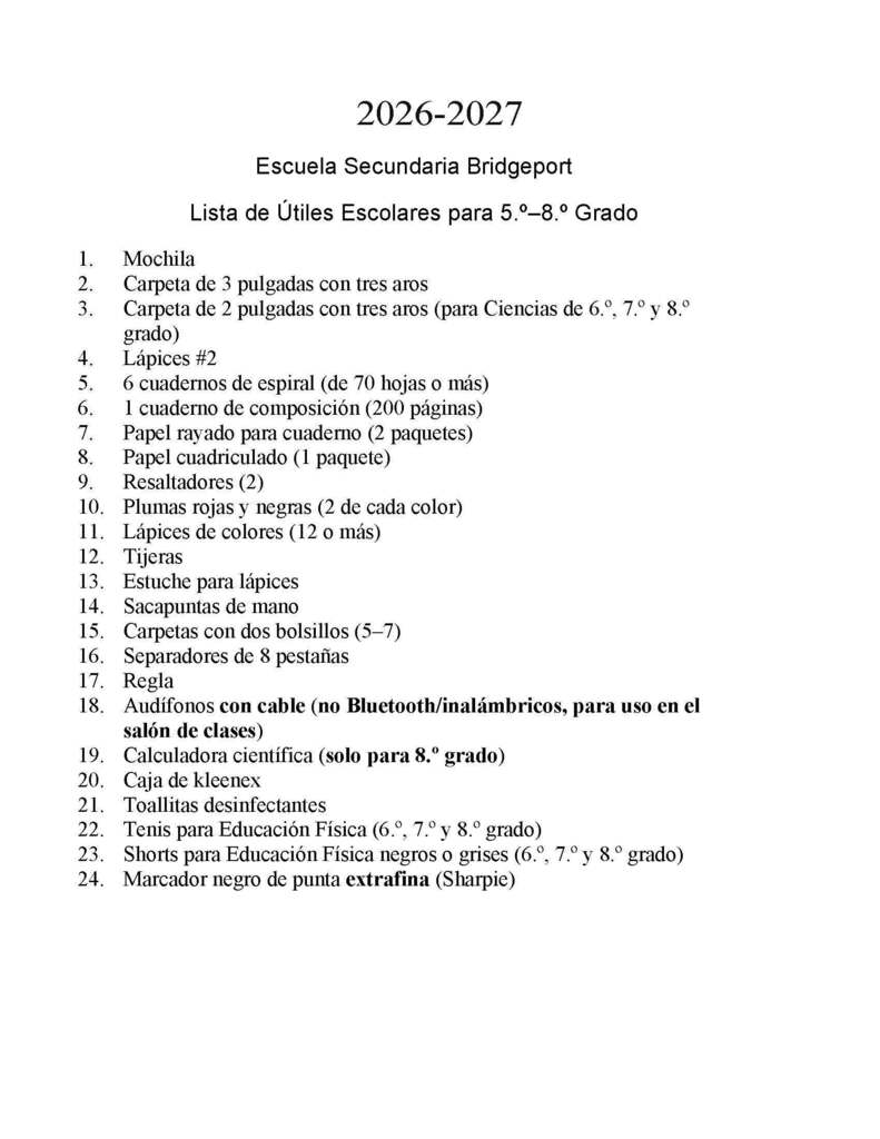 Escuela Secundaria Lista de Utiles