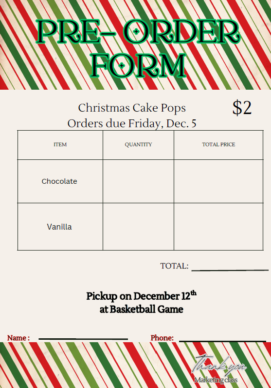 Cake Pop Order Form