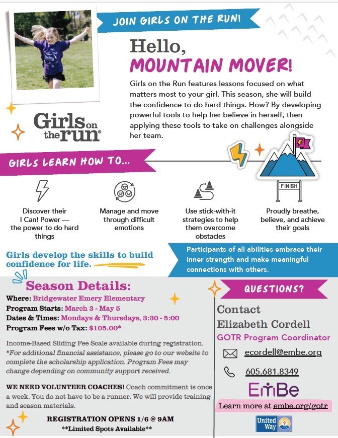Girls on the Run for grades 3-5