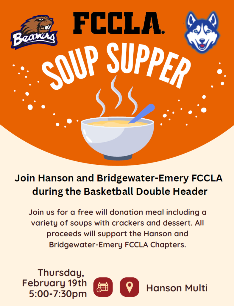 Soup Supper Feb. 19th 5-7:30pm