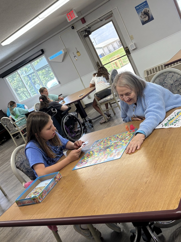 Board games and ice cream with our friends at the nursing home!