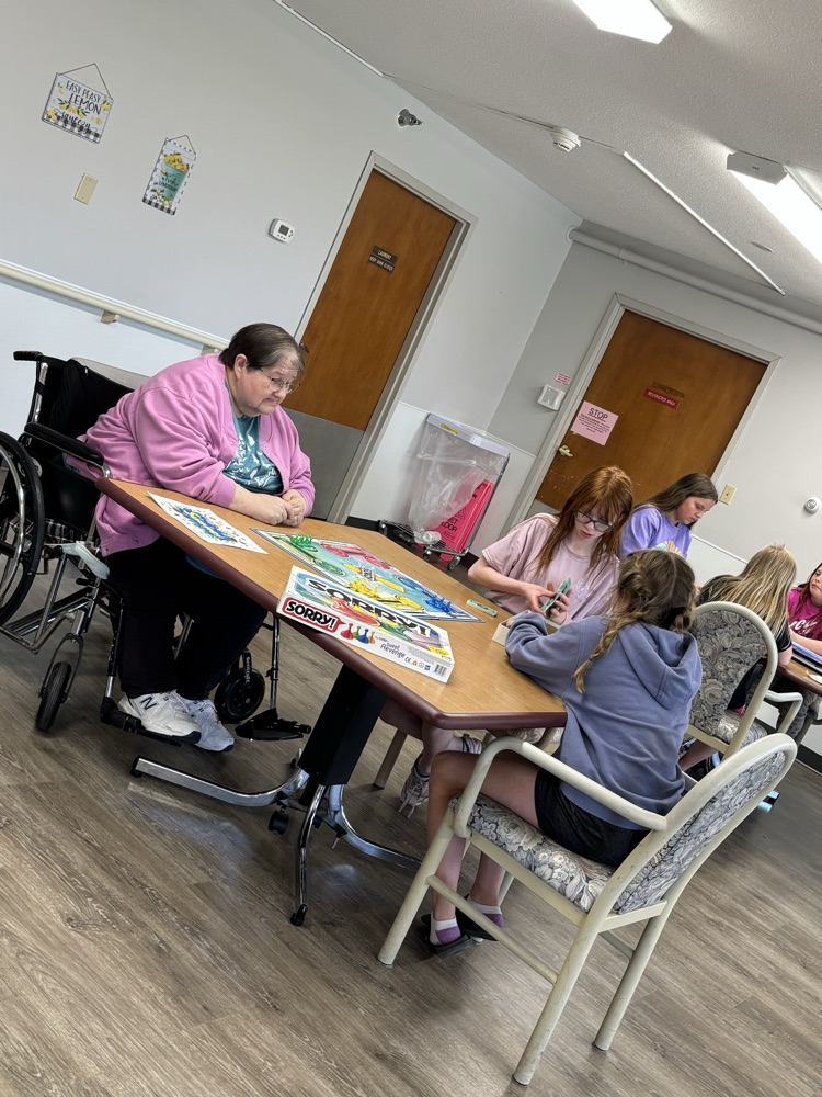 Board games and ice cream with our friends at the nursing home!