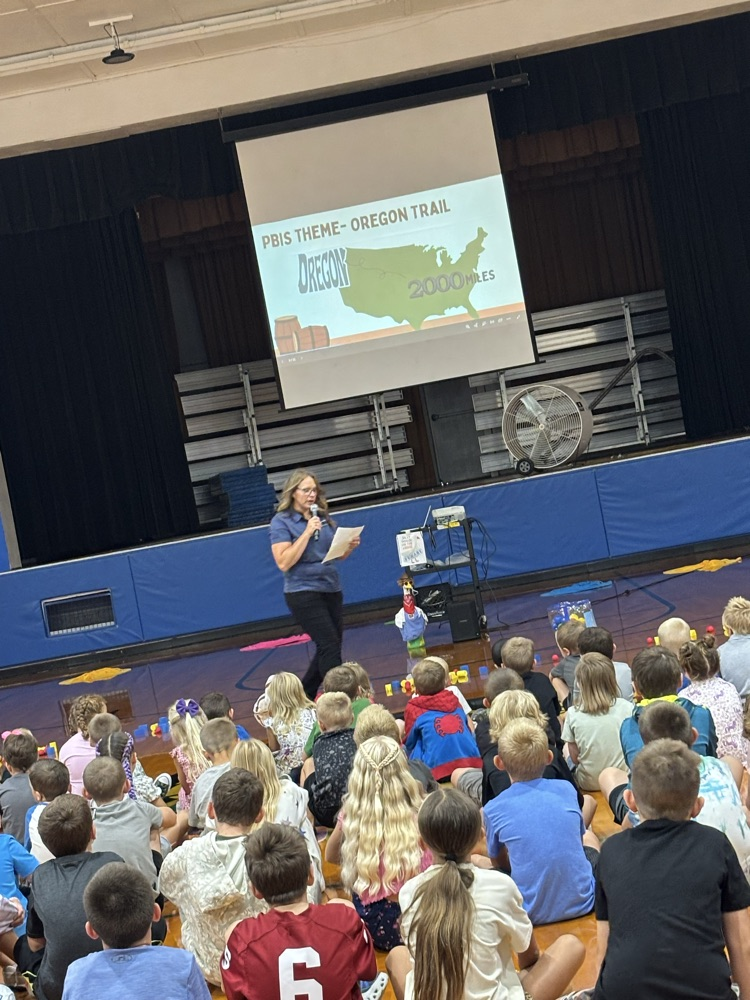 Our first assembly this year about our trip on the Oregon Trail! 😊