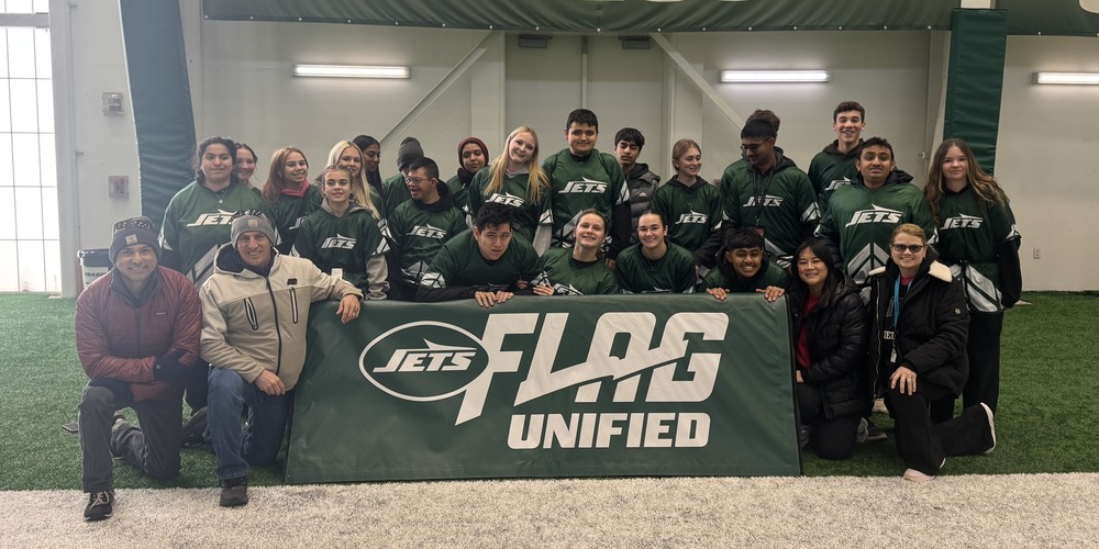 BRHS unified flag football team at Jets complex