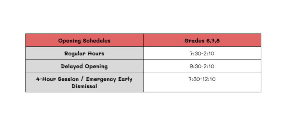 2026-2027 School Hours