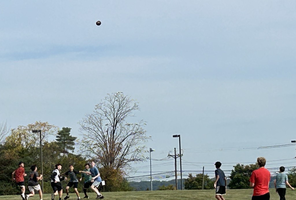 football in air at unit lunch