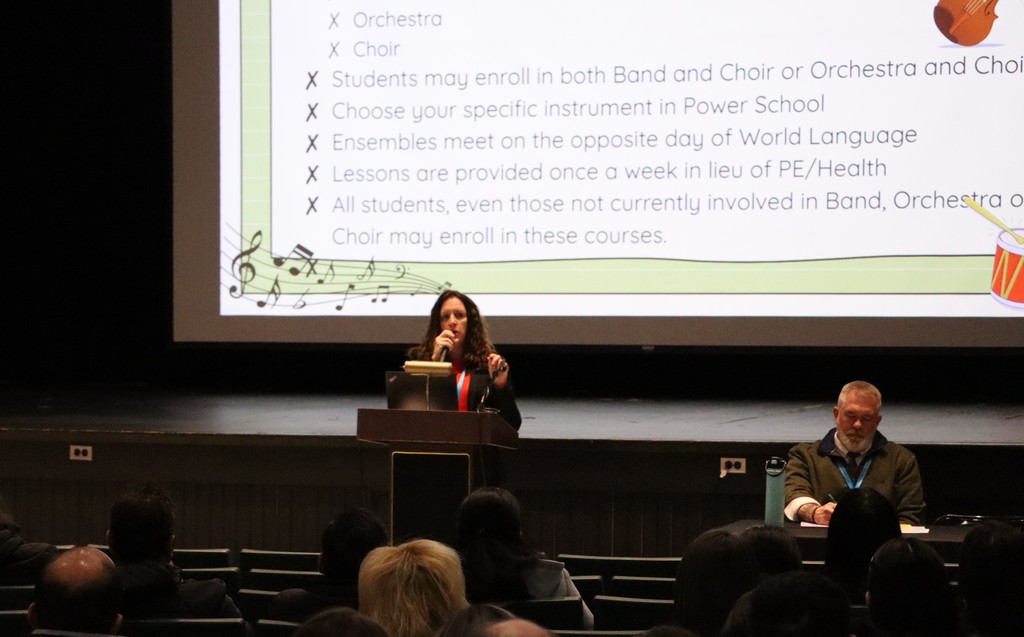Megan with screen at orientation