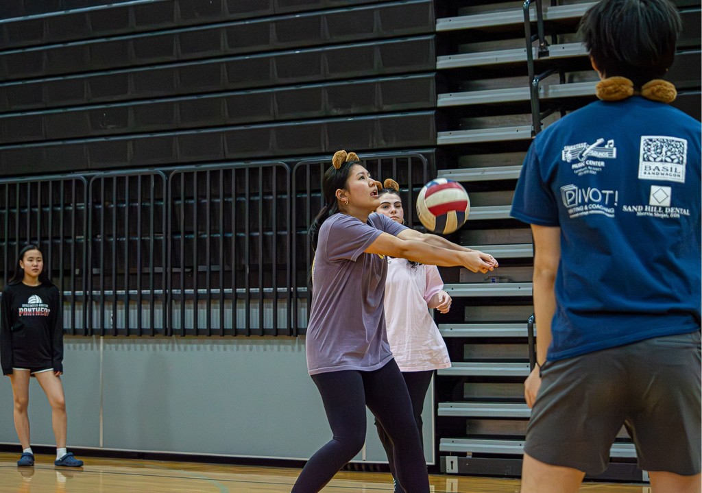 girls hit sat volleyball