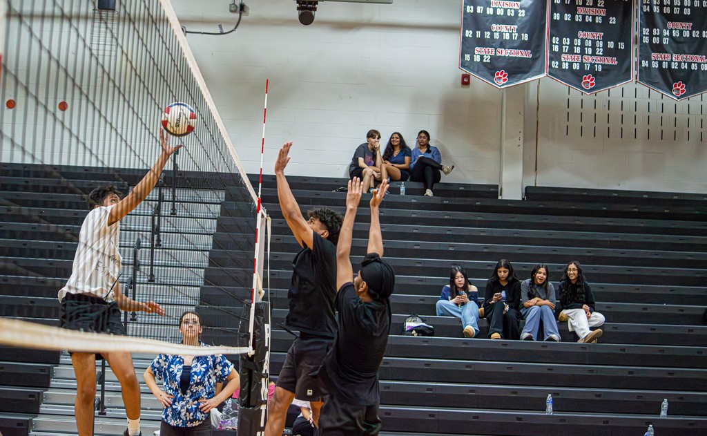 trying to block spike at volleyball