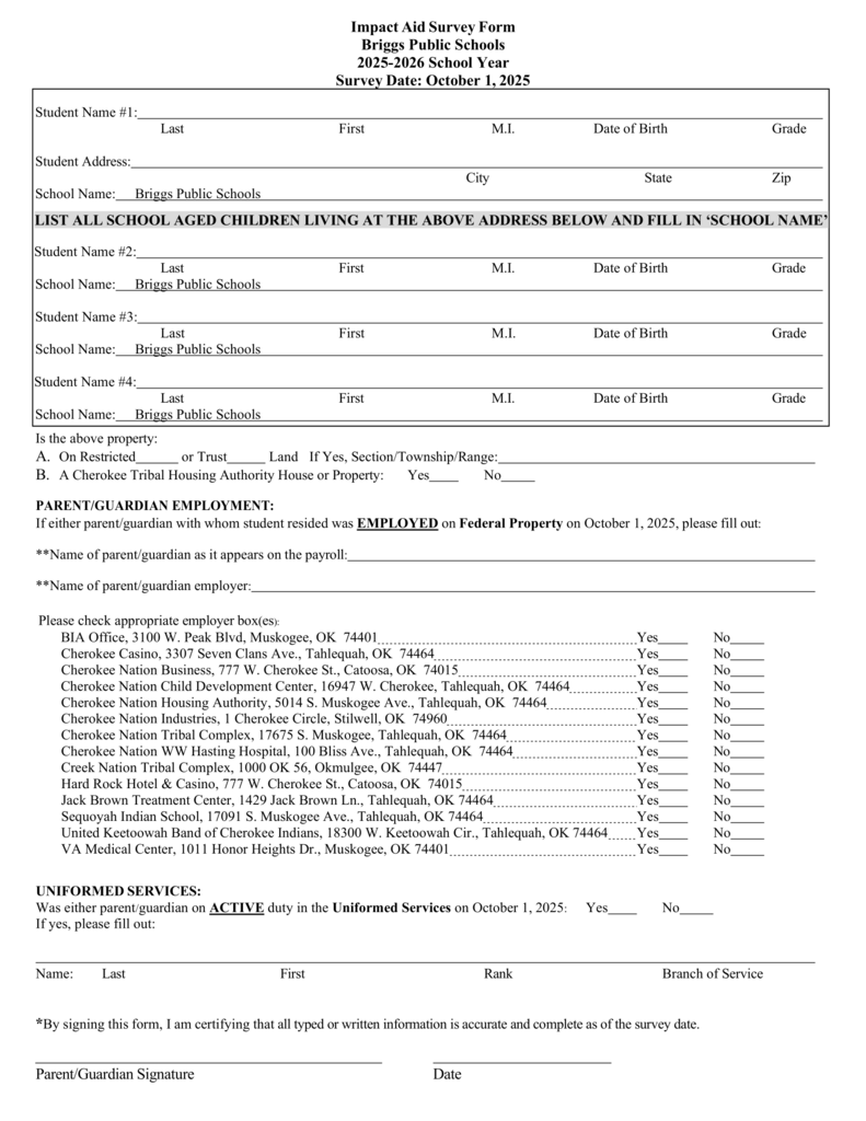 Impact Aid Form