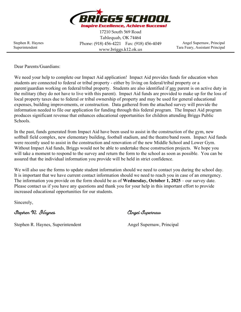 Impact Aid Letter
