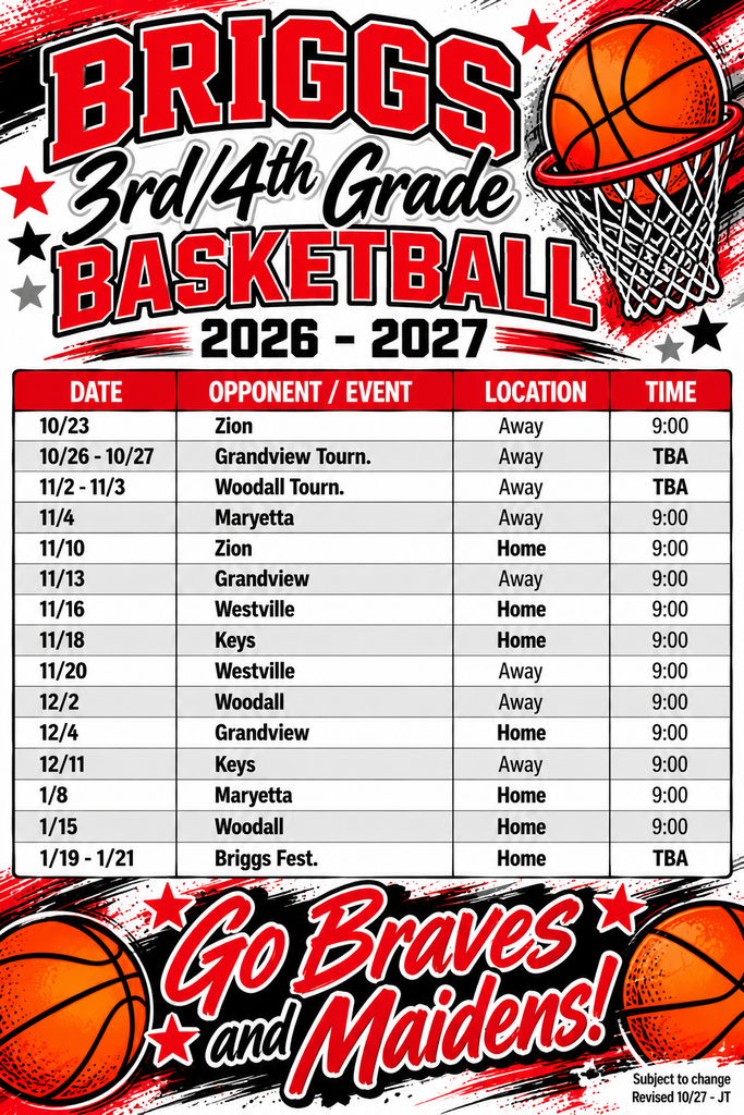 3rd/4th Basketball Schedule