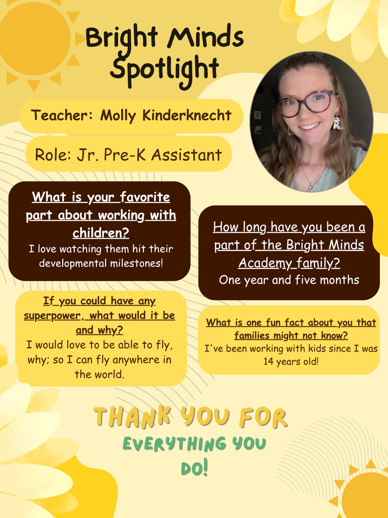 Bright Minds Spotlight of the Week, Ms. Molly!