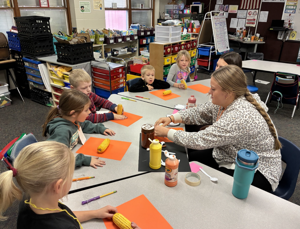 HS students working with ES students 