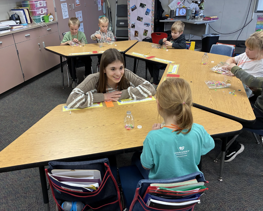 HS students working with ES students 