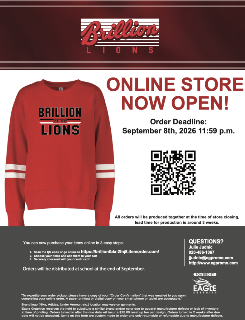 Brillion apparel flyer with QR code
