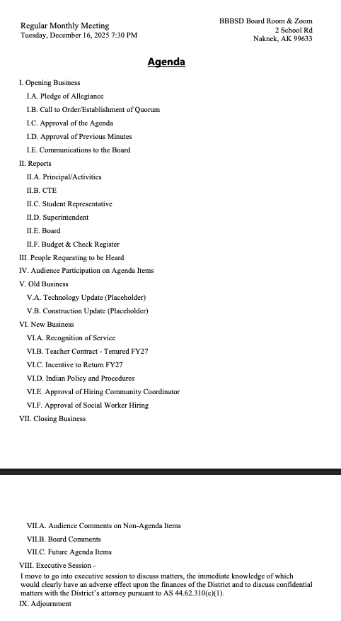 School Board Agenda - December