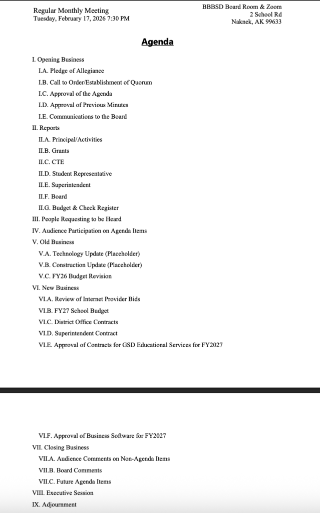 February School Board Meeting