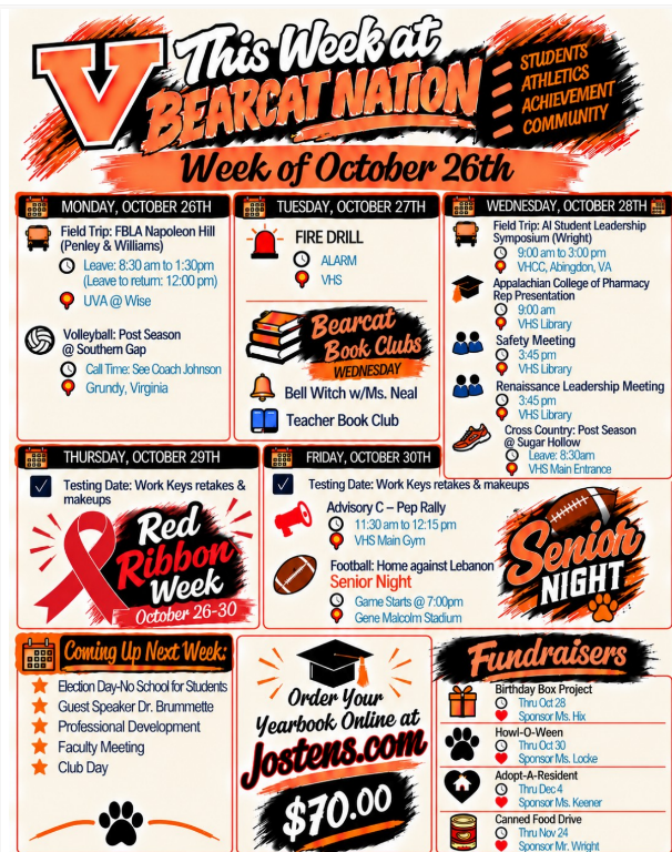 VHS Newsletter for 10/26
