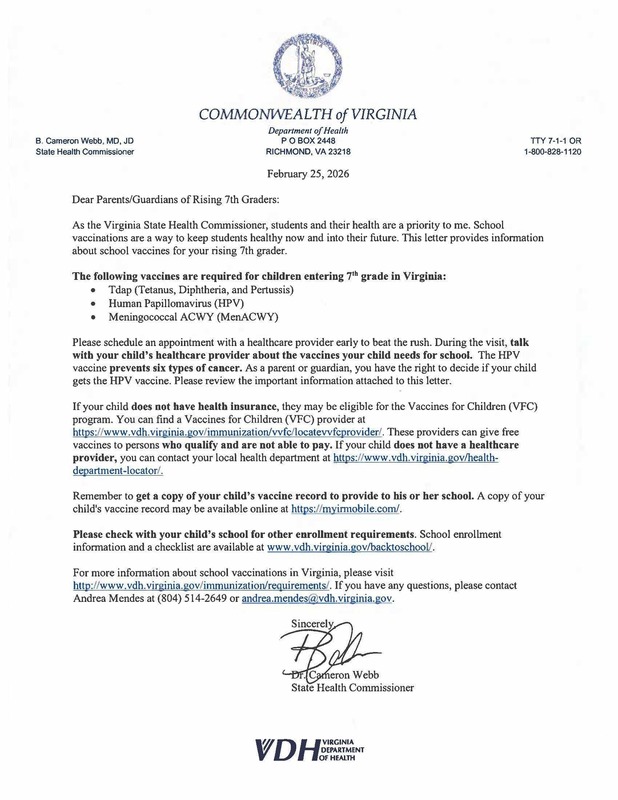 Rising 7th Grade Letter