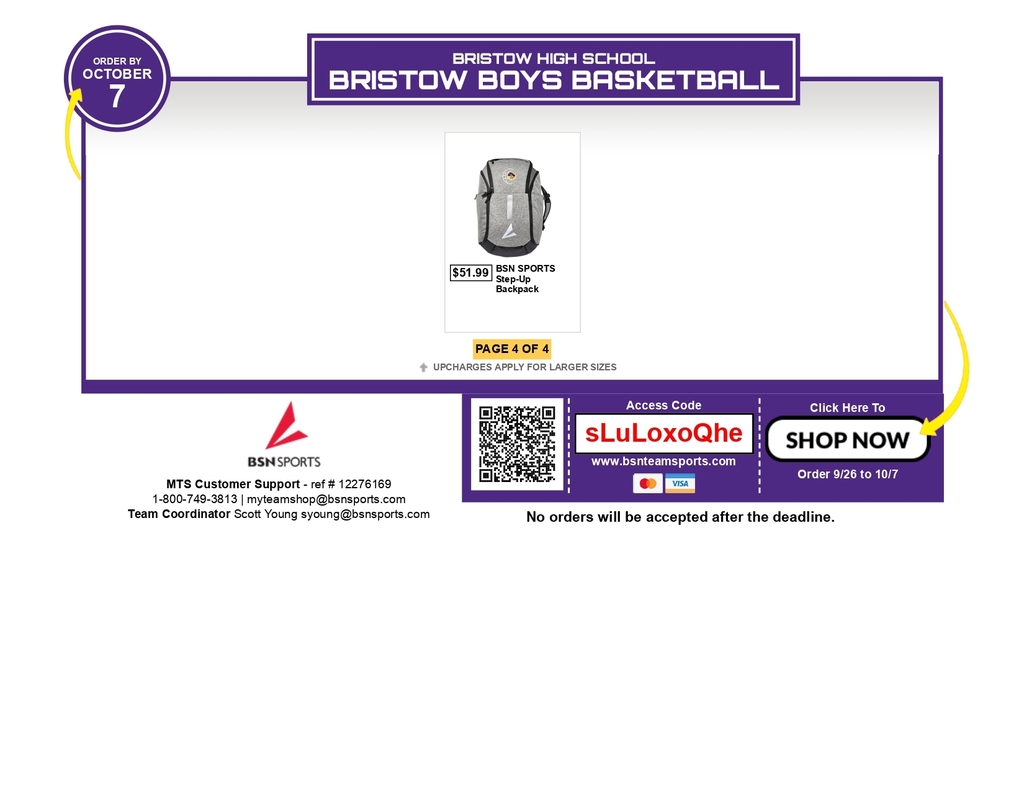 HS Boys Ordering Form Information