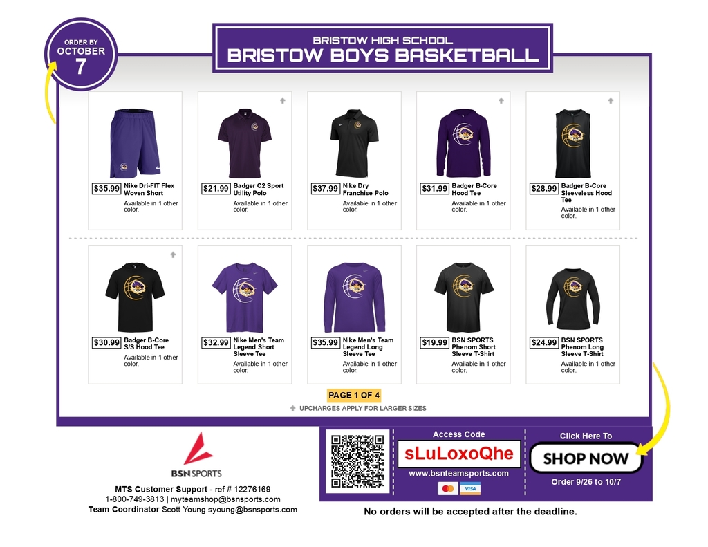 HS Boys Ordering Form Information