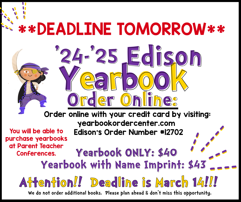 Yearbook Order Deadline Notice