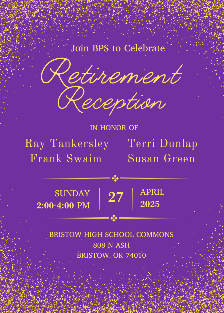 BPS Retirement Reception Sunday April 27 from 2-4 pm