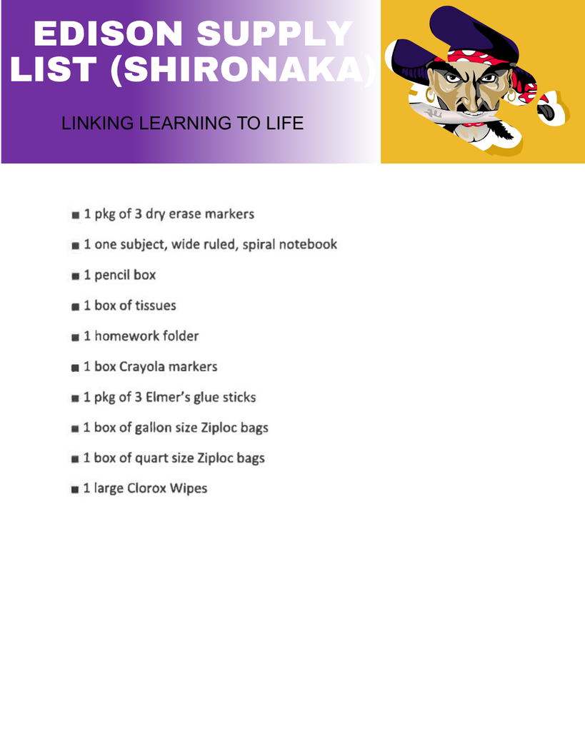 Shironaka's supply list