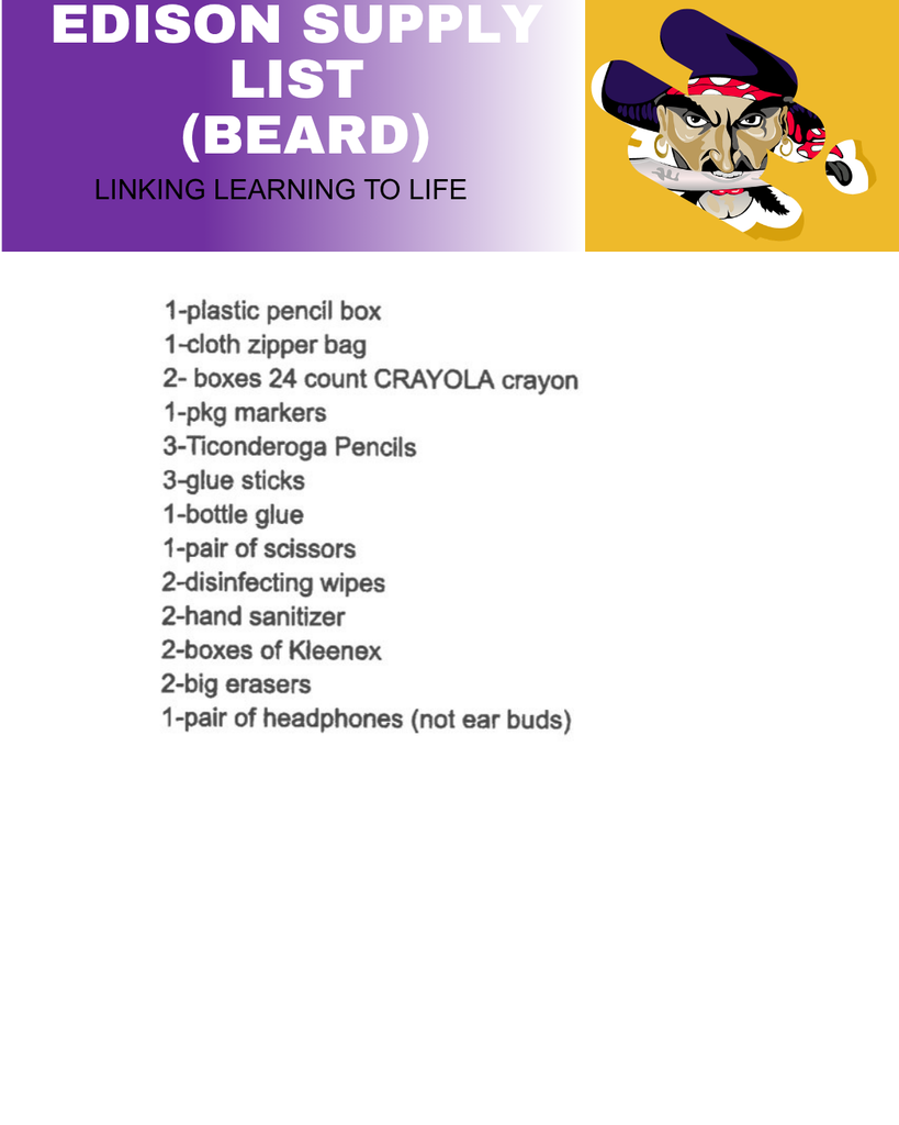 Beard's supply list