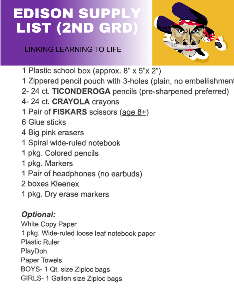 2nd grd supply list