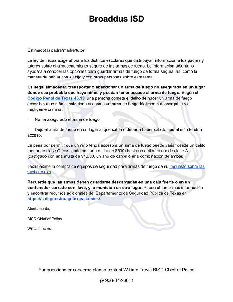 Firearm letter