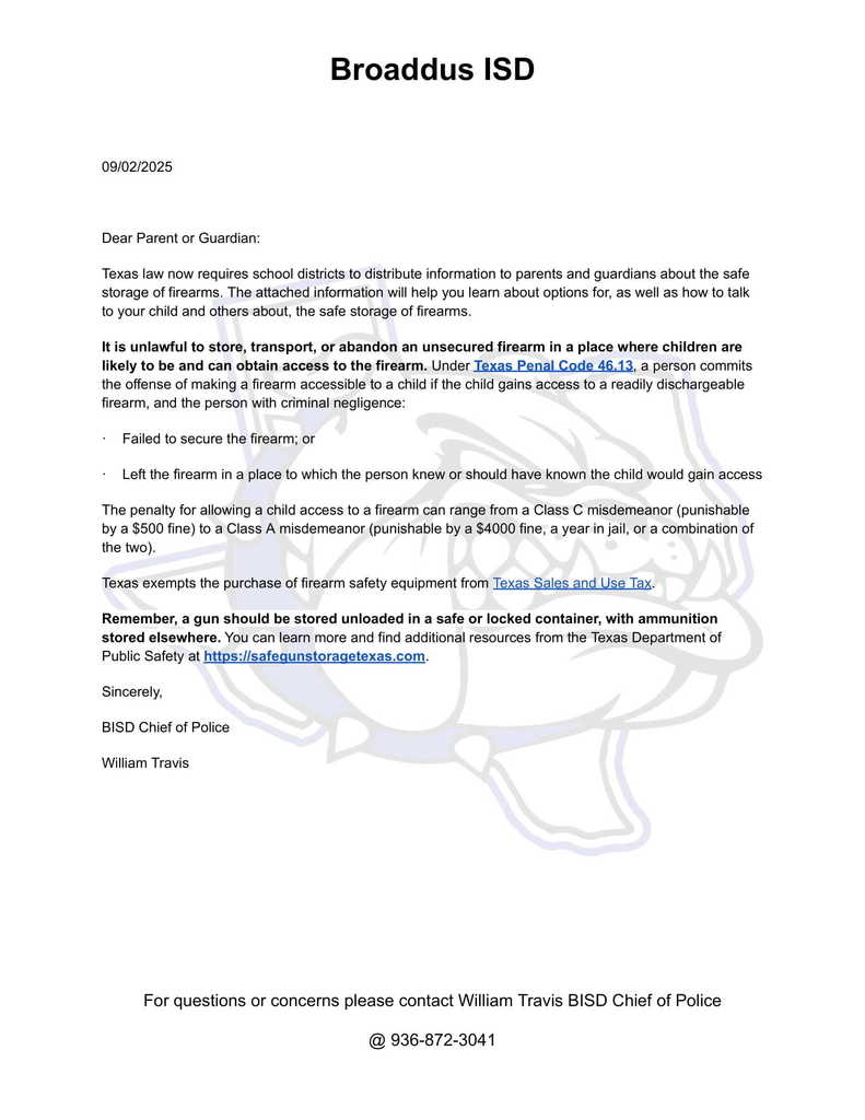 Firearm letter