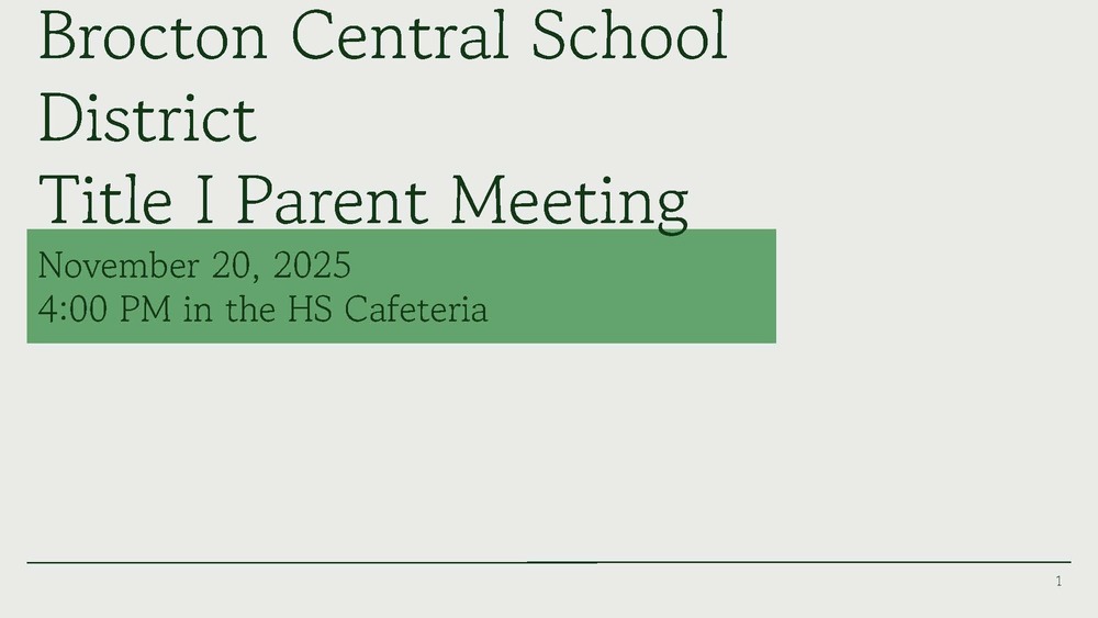 Brocton CSD Title I Parent Meeting