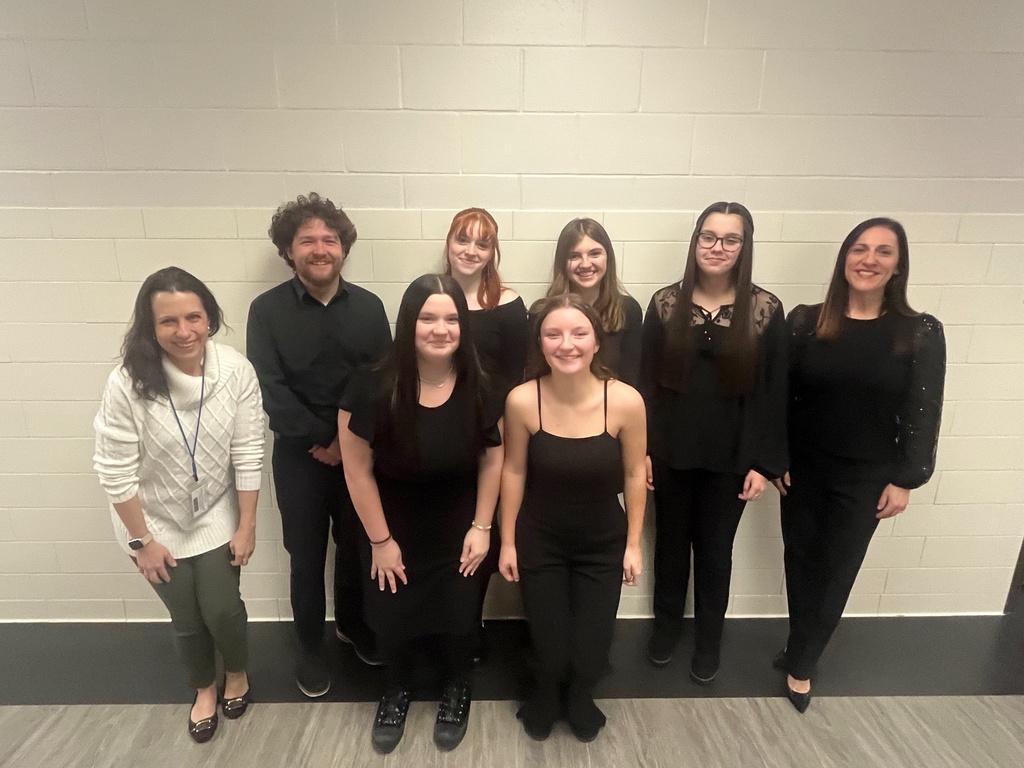 Haylie, Haylee, Izabelle, Emma, and Madison were selected for the Treble Chorus (conducted by Mrs. Bohn, right). Mrs. Offenbach Smith and Mr. Hornbuckle, left