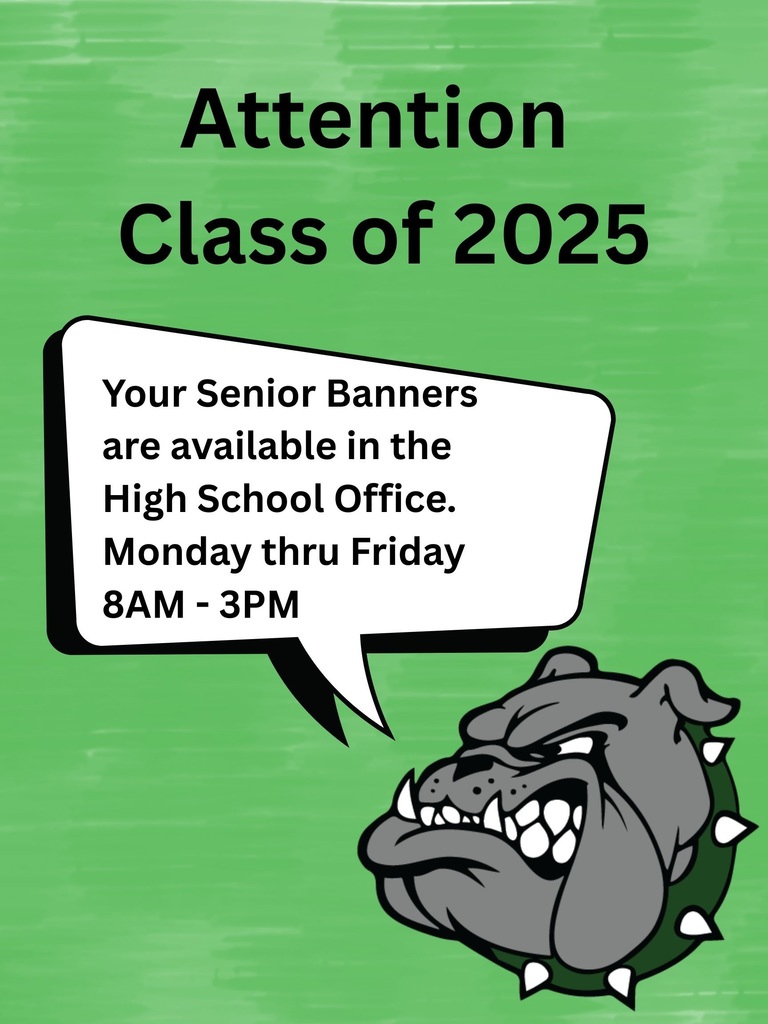 📣 Attention Class of 2025! Your Senior Banners are now available for pick-up in the High School Office.  Please stop by anytime Monday through Friday, between 8:00 AM and 3:00 PM to collect yours.