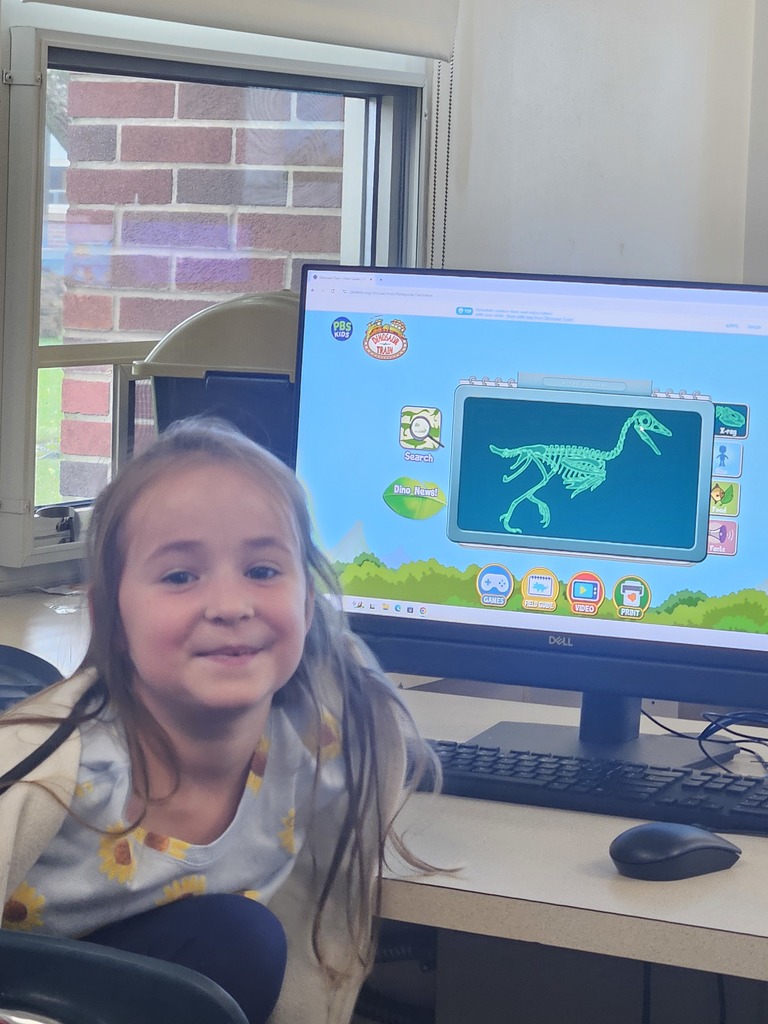 girl looks at dino x ray