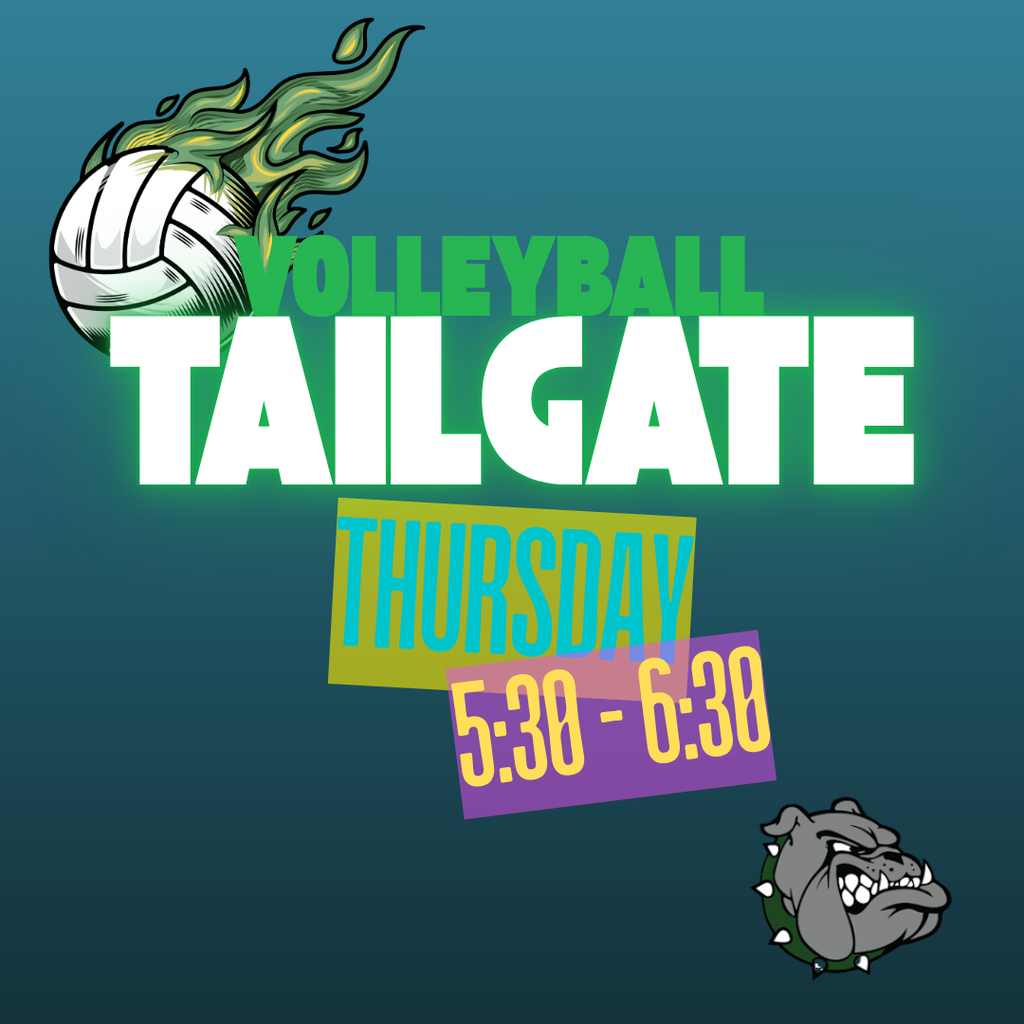 Volleyball Tailgate with an image of a bulldog and volleyball