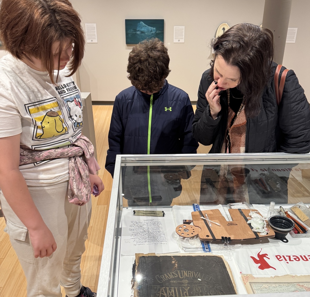 On exhibit the arts materials and art mediums Rey  traveled with during his adventure around the world.