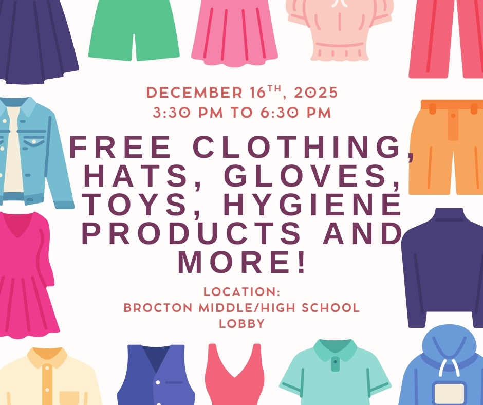 image of various clothing on a white background for a free clothing and more event