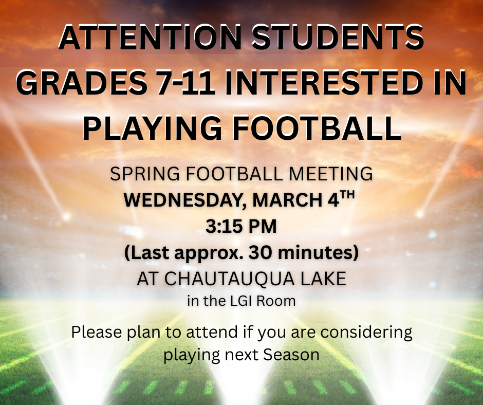 Attention students in grades 7 - 11 interested in playing football