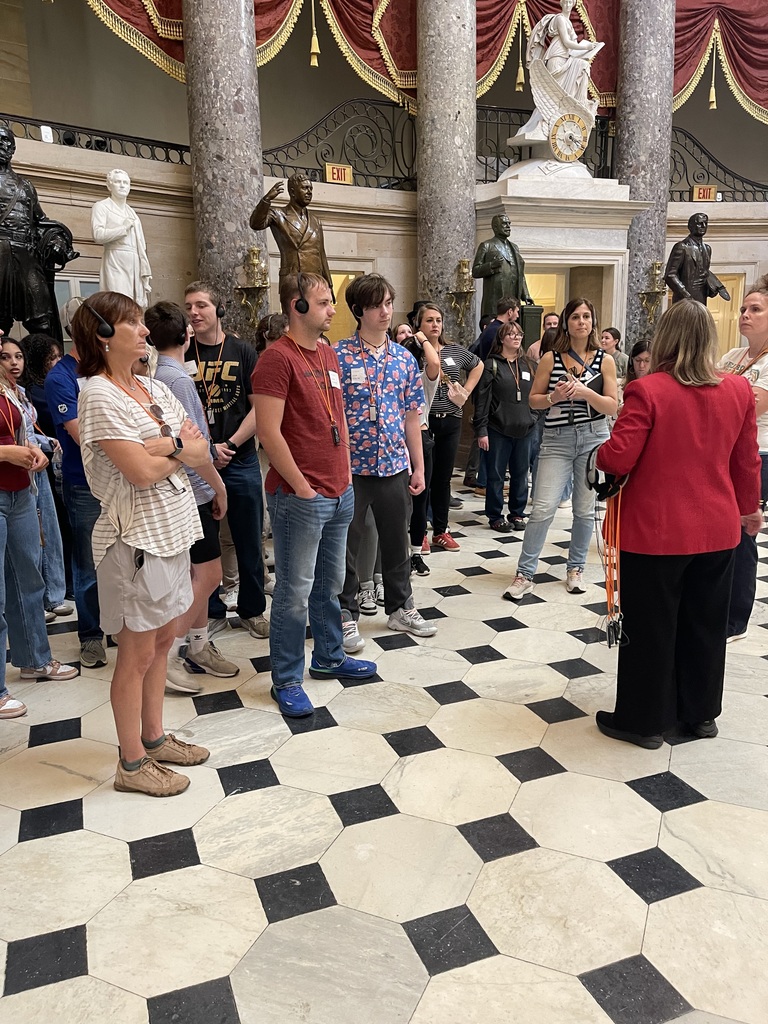 Brocton students and teachers engaged in a guided tour of the United States Capitol, exploring the heart of American democracy.