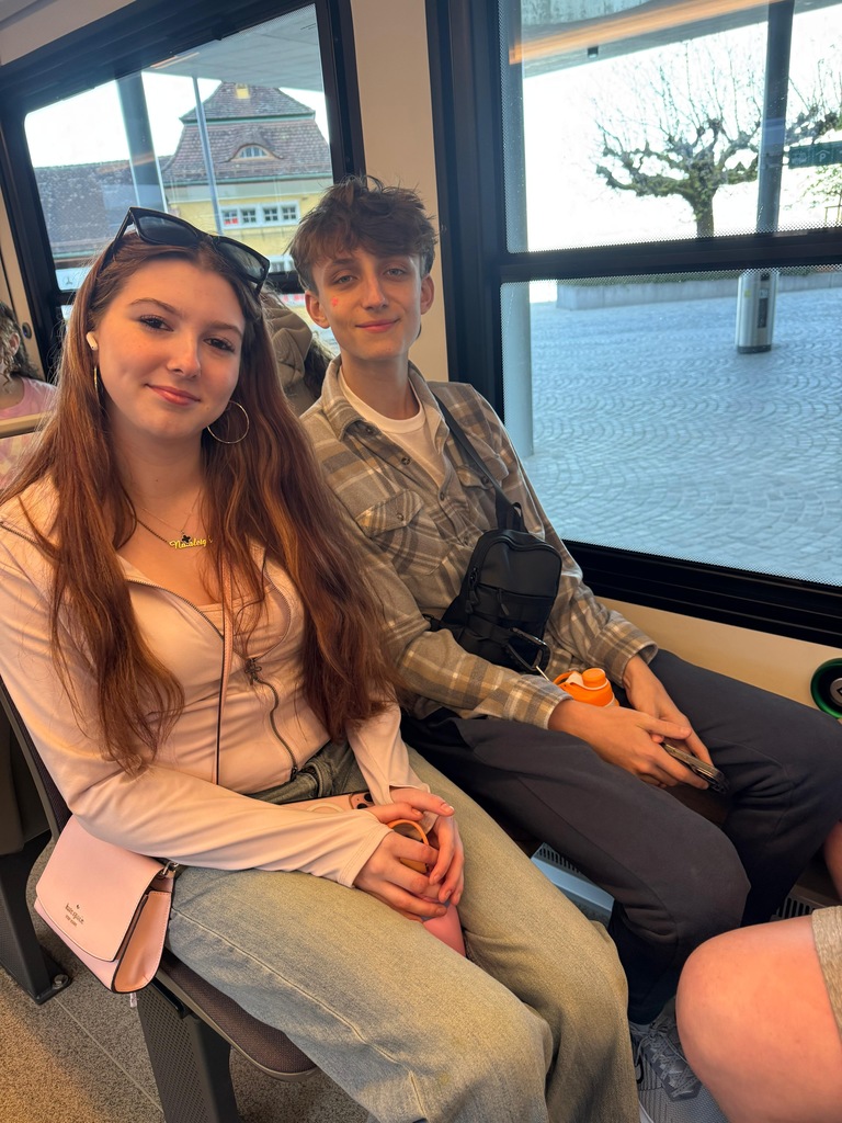 Students on a carriage ride into the Alps