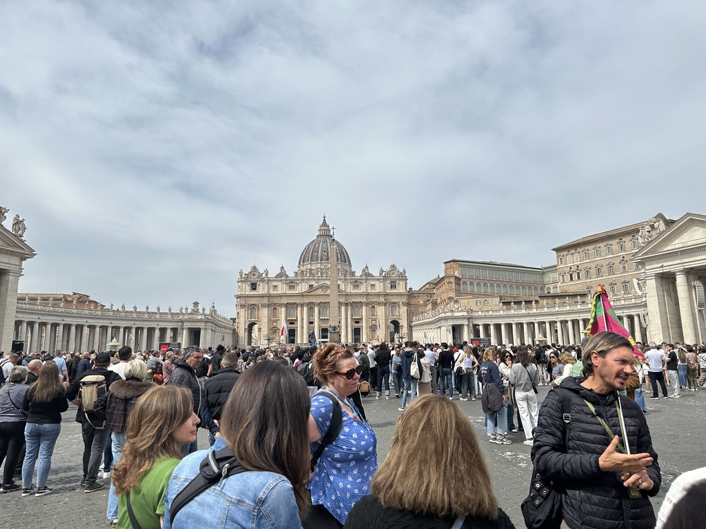 The Vatican City, with a large crowd waiting for the Pope to speak